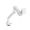 Thinking Works 2:22 Curve single monitor arm in matte white, side view showing arm extension