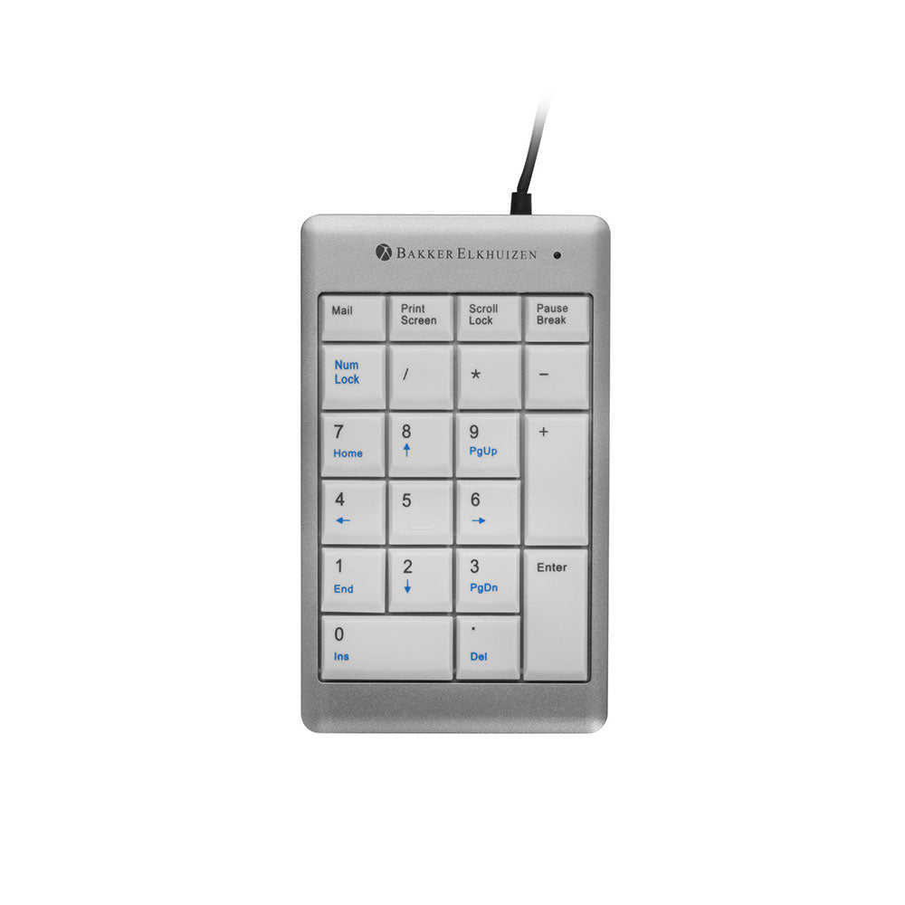 UltraBoard 955 numeric keypad, silver, wired, white keys, top-down view.